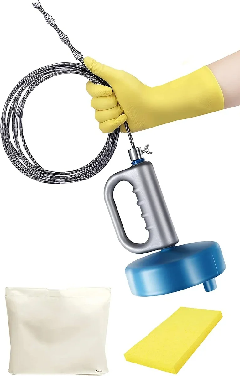 Omahat 10M Commercial Pipe Cleaning Brush Kit W/Wire Drain Gloves Storage Bag Sponge Instruction Manual -