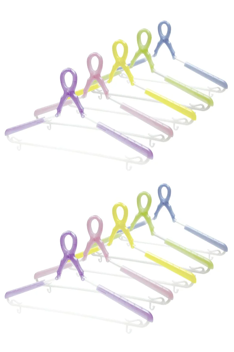Kokubo Kogyosho Slide Catch Hanger Set 5 Colors X 2 Japan Laundry Hanger Wind Resistant Drying Clothesline