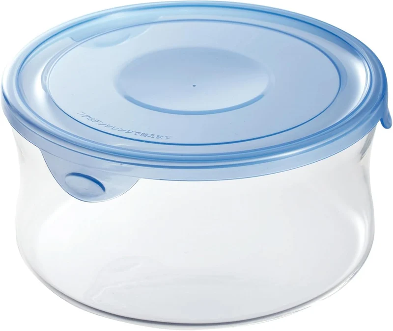 Iwaki Heat Resistant Glass Storage Containers Aqua Blue Round M 840Ml Japan Single Item