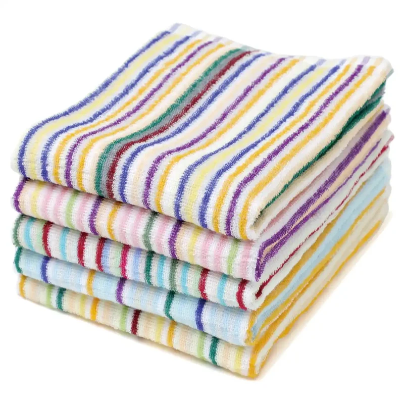 Tangono Imabari Towel 5-Piece Set Japan Soft Absorbent Quick-Drying | Eco Towel Made From Leftover Threads | Gentle Texture Fluffy Face Towels (Random Color Pattern) Multi-Color