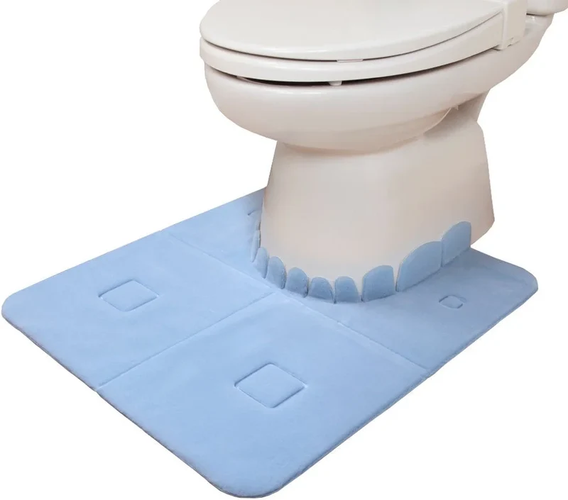 Sanko Mitsuba Japan No Slip Toilet Mat 60X70Cm Okunaga Fluffy Blue Kf-02 Adhesive