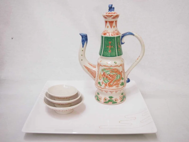 Jizakeya Toso Set - Banko-Yaki Kobanko-Yaki 5-Piece Set Sumiko Kishi Design A (White Tray) & Soda