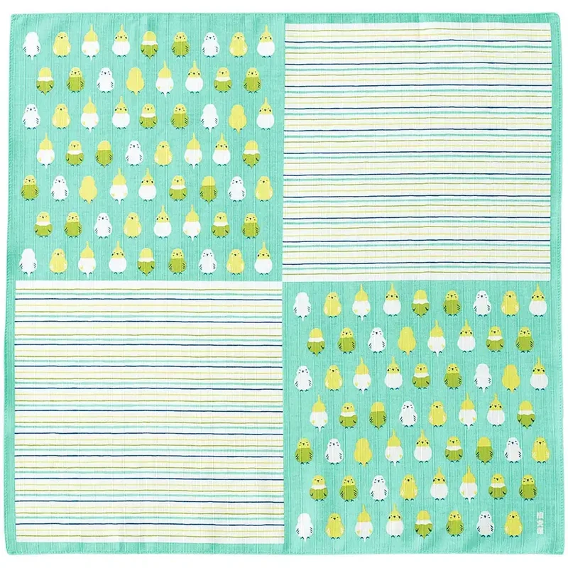 Hama Pattern Furoshiki 50Cm Arranged Parakeet Eme Blue From Japan